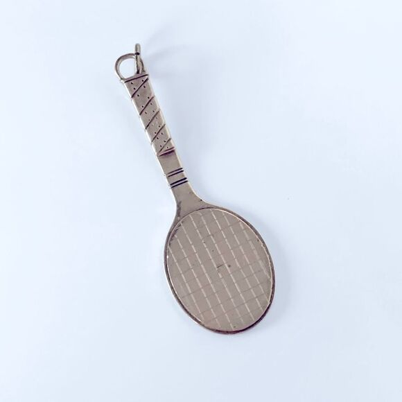 Vintage Sterling Silver Tennis Racket Pendant Charm - Picture 1 of 4